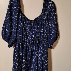 BloomChic Navy Blue Polka Dot Blouse